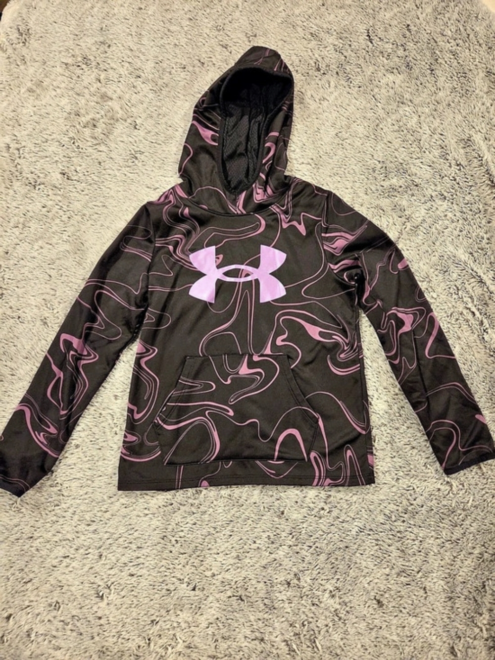 Under Armour Youth Rival Fleece Print Fill Hoodie Girls Medium